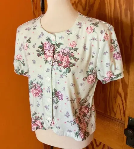 Vintage 90s Fritzi of California girly floral button down top Size M