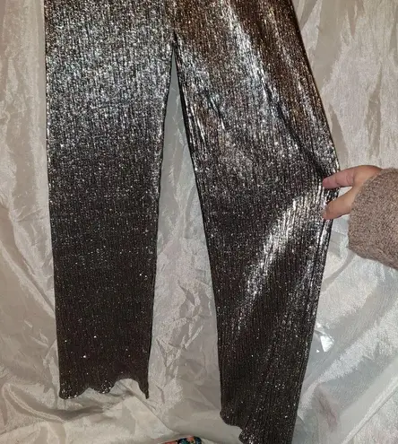 ZARA  sparkly silver wrap front pants xs nwt