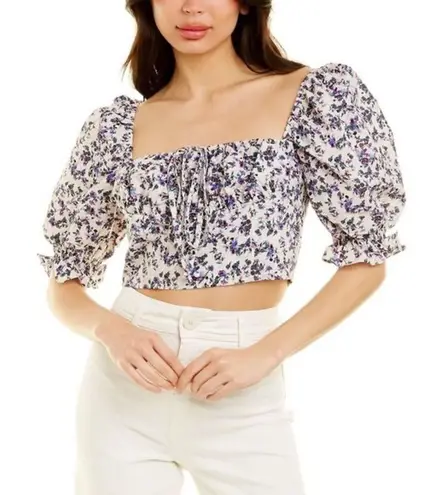 70/21 Off-Shoulder Floral Print Puff Sleeve Crop Top Size XS NEW