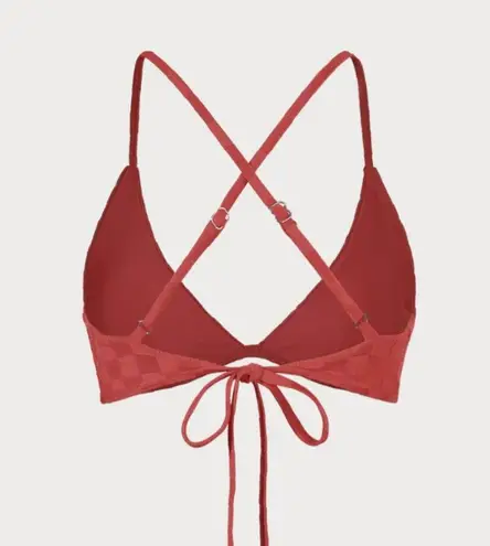 BERLOOK Red Jacquard Triangle Cross Back Bikini Top ONLY 46 Size M