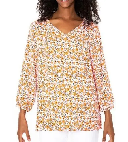 Mario Serrani Italy Pink/Orange Floral 3/4 Sleeves Blouse Size XXL New with tag