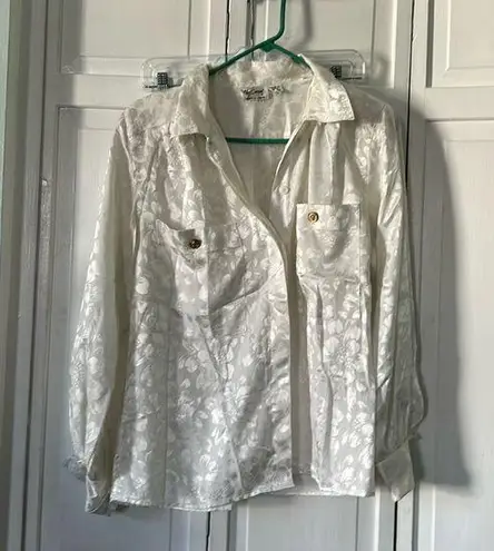 Oleg Cassini Vintage monochrome white blouse - Size 8