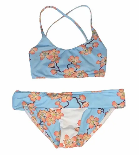 new Submarine ❤︎ Highs + Lows Print Bikini Set ❤︎ Cherry Blossom on Baby Blue Size XS