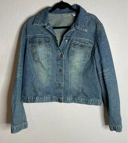 Vintage Jeanology Womens Size 18 Denim Jacket Pockets Preppy Western Rodeo Boho Blue