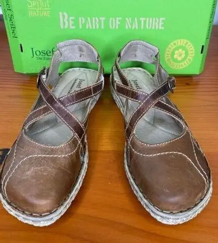 Josef Seibel Brown Leather Cross Strap Sandals Size 38/7 Comfortable Cushioned