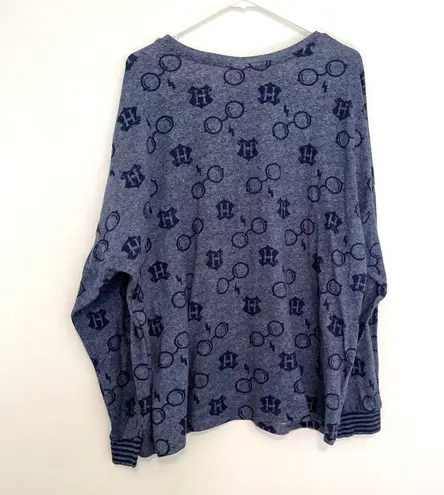  Harry Potter Navy Blue Graphic Crewneck Sweatshirt Pajama TOP ONLY