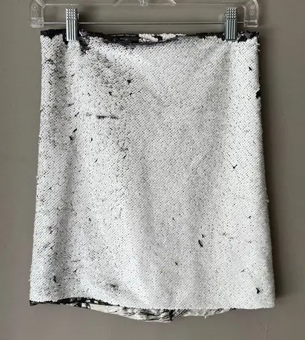 Stardust sz S black white sequin color change mini skirt