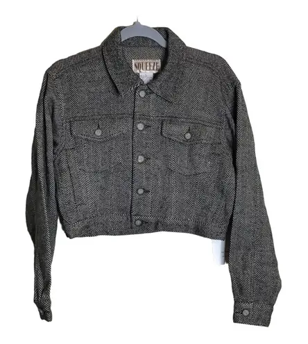 Nothing but a squeeze Women Tweed cropped button down Collared Jacket SZ.Lrg NWT Brown Size L