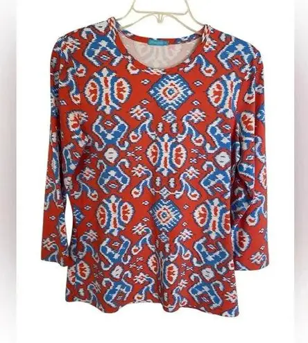 J. McLaughlin  Catalina Cloth Aztec Geometric Print Top Size Medium