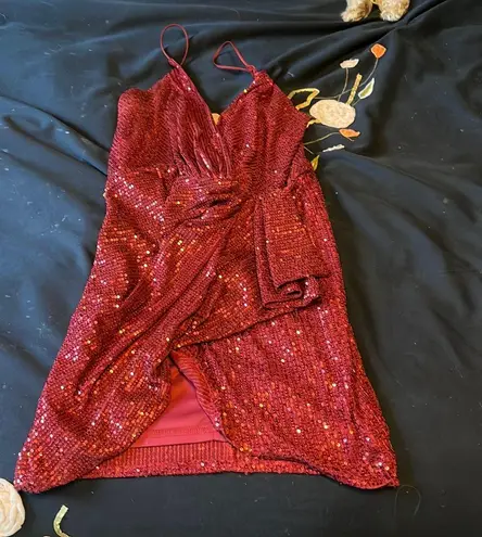 Double Crazy Red Sparkly Dress 