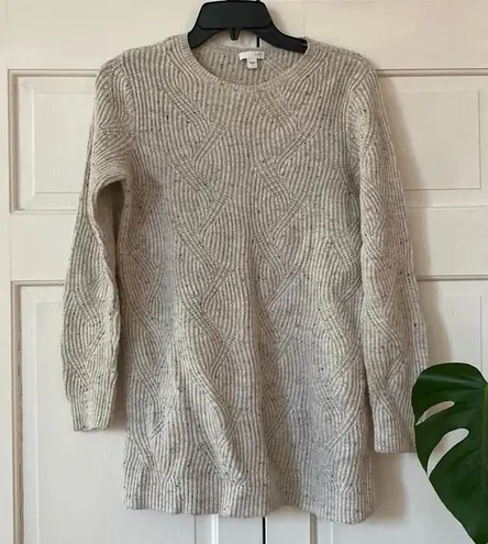 J. Jill Cable Knit Confetti Cream Tunic Sweater Ivory Size Small Braided Coastal