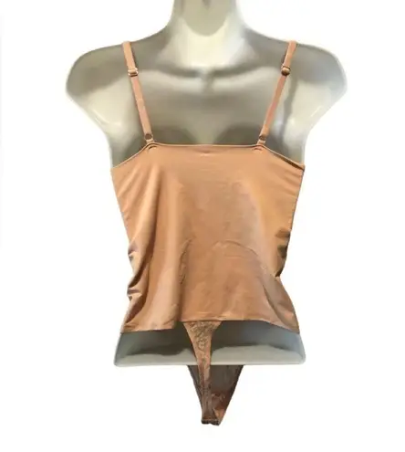Sofia Intimates Lacy Shaper Sz. L Nude Thong One Piece Stretch Med Compression Tan Size L