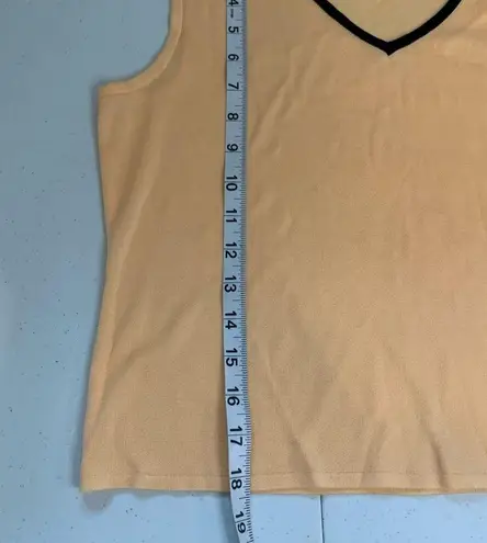 Ming Wang filament knit contrast trim sleeveless crop top orange black small