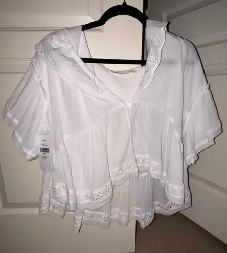 White Eyelet Blouse Size L