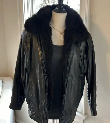 Andrew Marc Vintage Marc by Leather Jacket, lined w/genuine removable mink vest