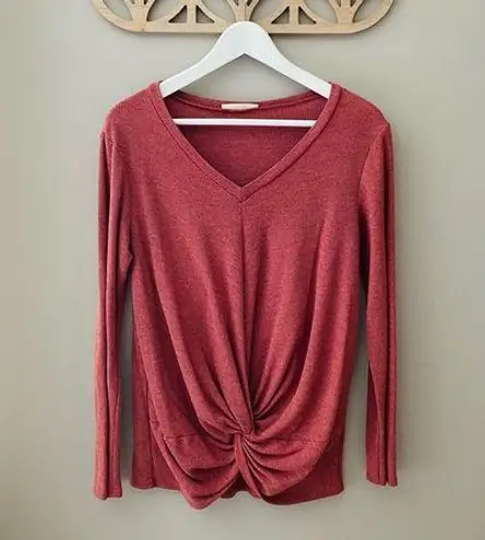 Twenty Second Long Sleeve Front Knot Top Pink Sz Small