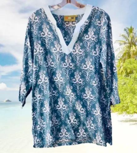 ROCK FLOWER PAPER tunic / beach cover up, size M/L Blue