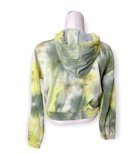 Ookie & Lala CROPPED TIE DYE PULLOVER HOODIE IN Olive Yellow Sz medium N…