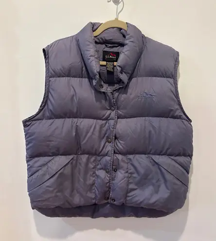 Vintage LLBean Puffer Vest Purple Down Insulated Full Zip Outdoor large Gray