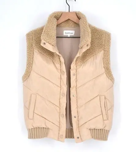 Heartloom Otis Vegan Leather Sherpa Puffer Vest Tan Cream Women's S