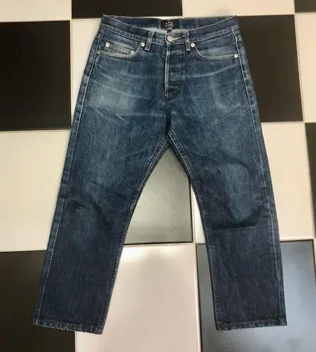 APC New Cure H Tres Etroit Mid Rise Straight Leg Ankle Cropped Jeans Denim sz 30 Blue