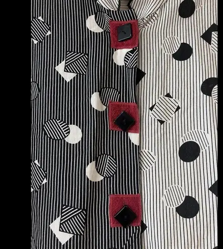 Ali Miles Womens M Tunic Blouse Top Geometric Lagenlook Black Size M