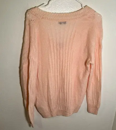 FRNCH Paris V-Neck Pointelle Cardigan Pink Pearl