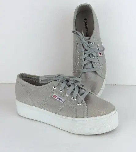 Superga  2790 Platform Sneakers Womens 7US Gray Canvas Cotton Lace Up