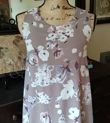 Peach Love California Grey Cream & Purple Floral Dress
