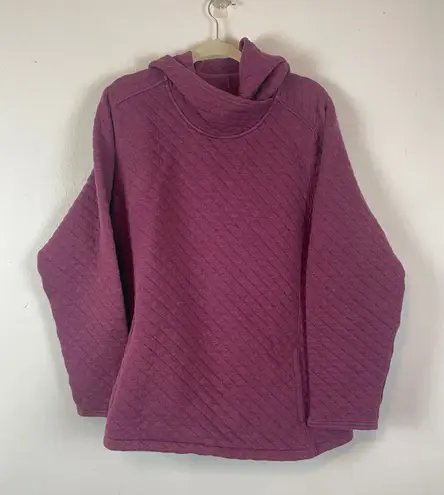 Duluth Trading Co Quilted Funnel Neck Hoodie Pullover Women's 2X Burgundy Fall Purple