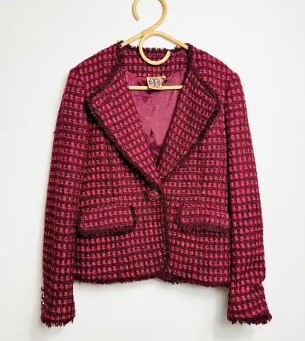 Tory Burch  Set Victory Burgundy Metallic Tweed
Blazer Jacket skirt set