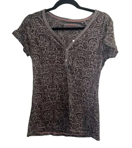 prAna ✨ Breathe Paisley Floral Button Down Brown Sz Large Tee✨