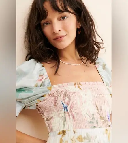 Yumi Kim Zofia Maxi Dress size XL nuuly floral cap sleeve square neck tiered