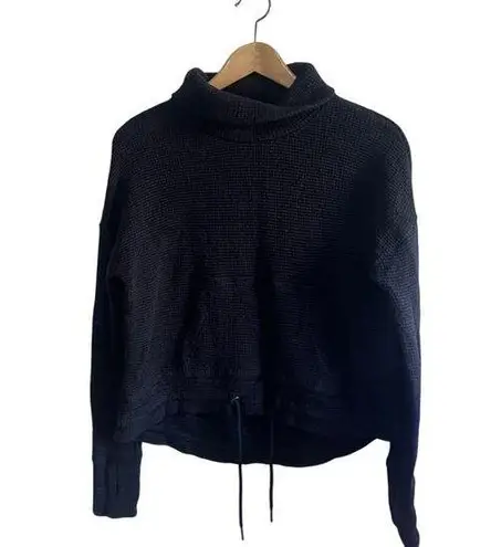 Sweaty Betty waffle knit cowl sweater neck blue size xs