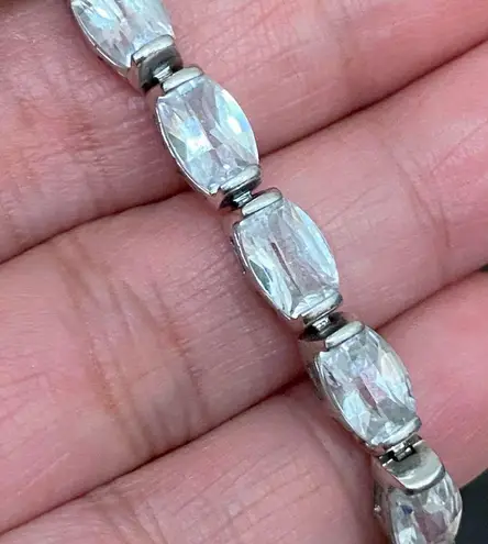 Sterling Silver Vintage FAS 925 Stamped CZ Cubic Zirconia Tennis Bracelet