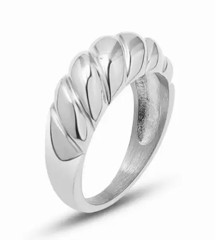 SIZE 5 Stainless Steel Weaving Twisted Dome Ring Silver
