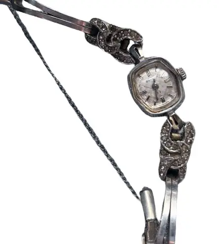 Bulova 14k White Gold & Diamonds 23 Wind Up Working Vintage Cocktail Watch