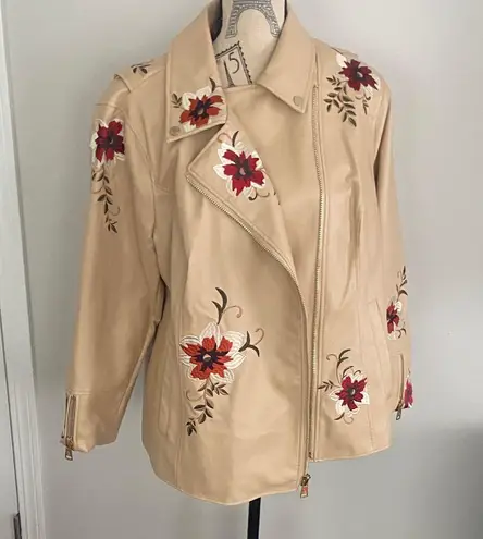 Dennis Basso Madison Ave. faux leather floral jacket