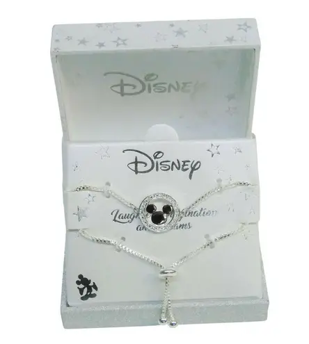 NEW LA Rocks DISNEY BOLO BRACELET Laughter Imagination Dreams Silver Plate 1 sz