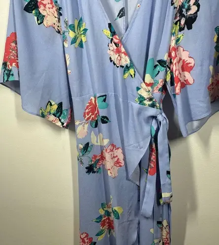 Dance & Marvel Dress Women S Blue Floral Wrap Maxi Spring Cottage Short Sleeve