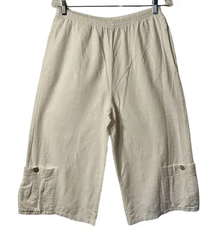 Habitat Pants Womens Size Small White Cropped Lightweight Pockets Elastic Waist