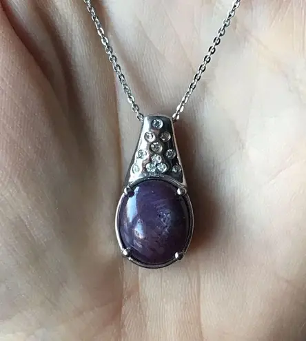 Natural Star Ruby Sterling Silver Necklace