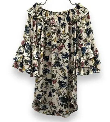 MISA Los Angeles Amal Multicolor Floral Off the Shoulder Ruffle Mini Dress Sz XS