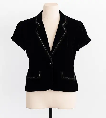 VTG Y2K Cotton Candy Womens Blazer Size M/L Black Velvet Beaded Whimsigoth 90s Size M