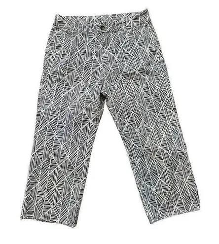 Soft Surroundings Women's Black Ivory Geometric Woven Ankle Pants Sz 10