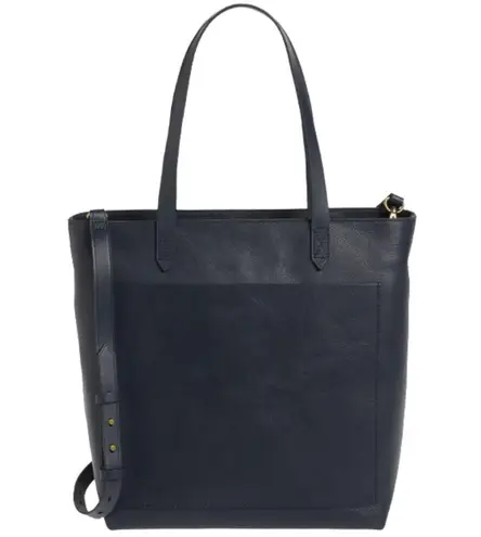 Madewell New  Medium Leather Zip Top Tote Dark Baltic Blue Purse Bag