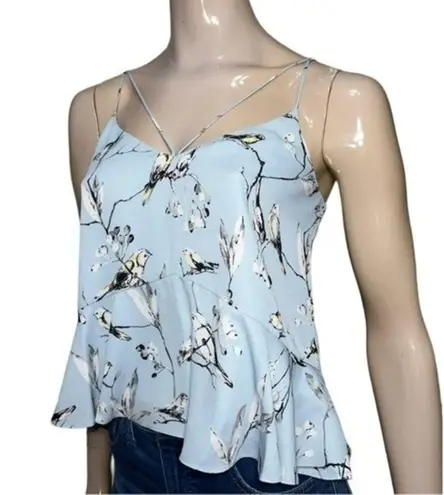 Lord & Taylor Highline Collective S Light Blue Sparrow Bird Print Strappy Top