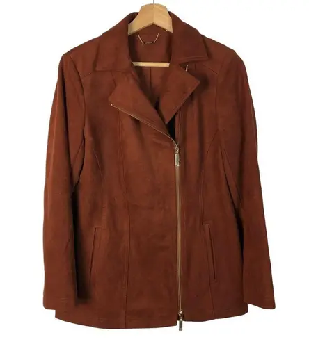 Chico's  Elongated Brown Moto Faux Leather Jacket 0/S