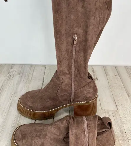 MIA Women's Taupe Brown Over-the-Knee Chunky Heel Suede Boots Size 8