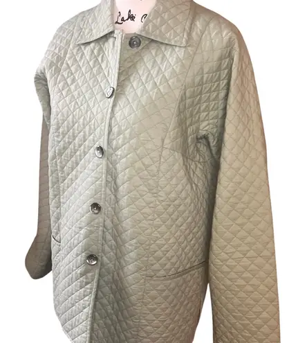 Sigrid Olsen Vintage Sport Quilted Green Button Up minimalist Y2K Size Small